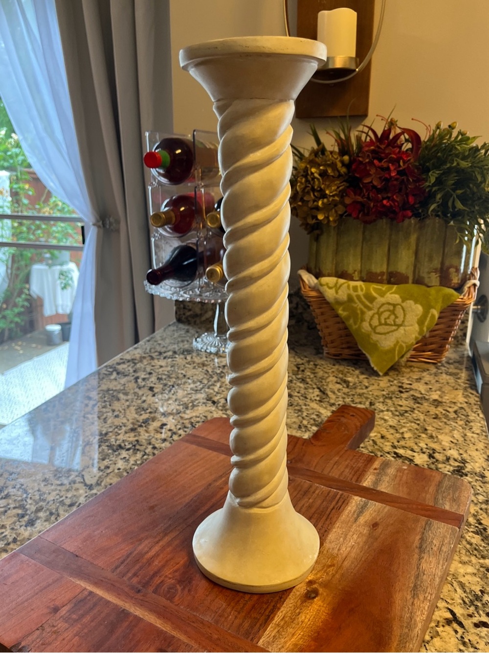 Barley Twist Wooden 17” Tall Candlestick Holder Spiral Spindle Holds 3 styles